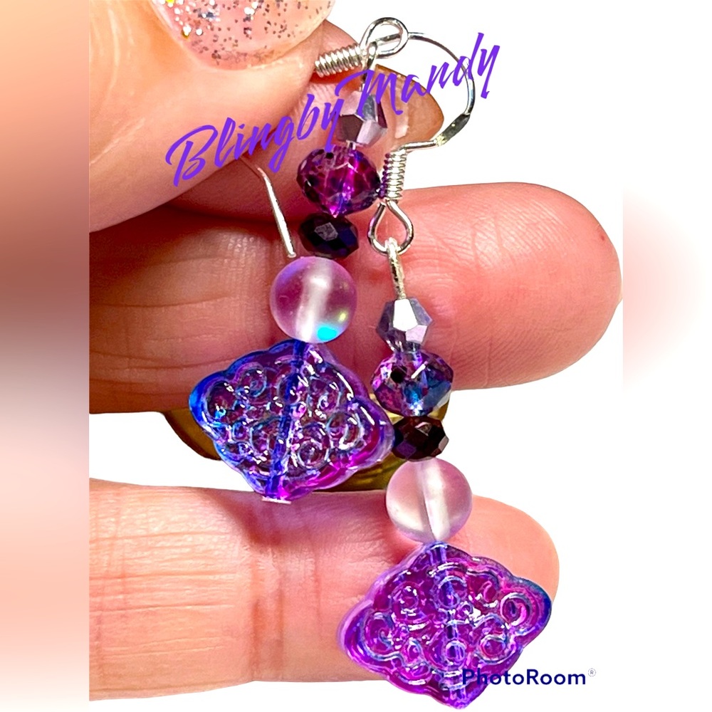 💜Stunning titanium Crystal and sterling silver earrings
